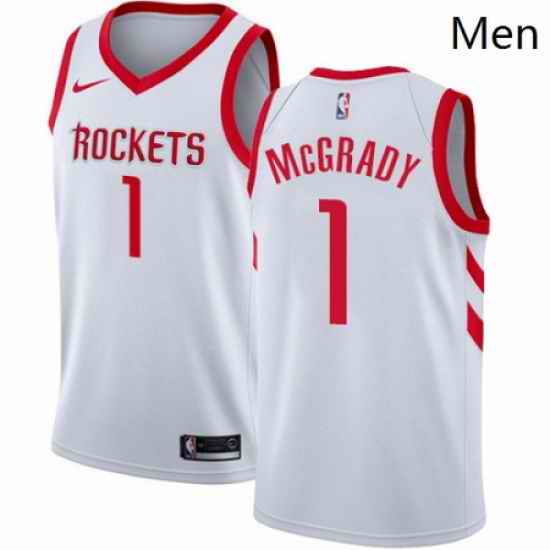 Mens Nike Houston Rockets 1 Tracy McGrady Swingman White Home NBA Jersey Association Edition